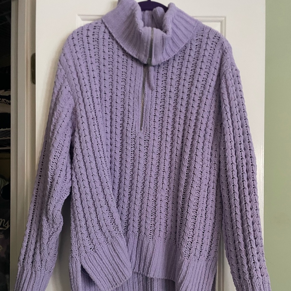 Aerie Lilac Cable Knit Turtleneck Sweater